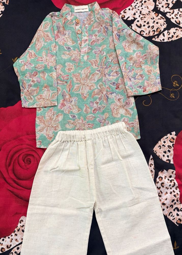 Elegant Floral Kurta with Pants Set