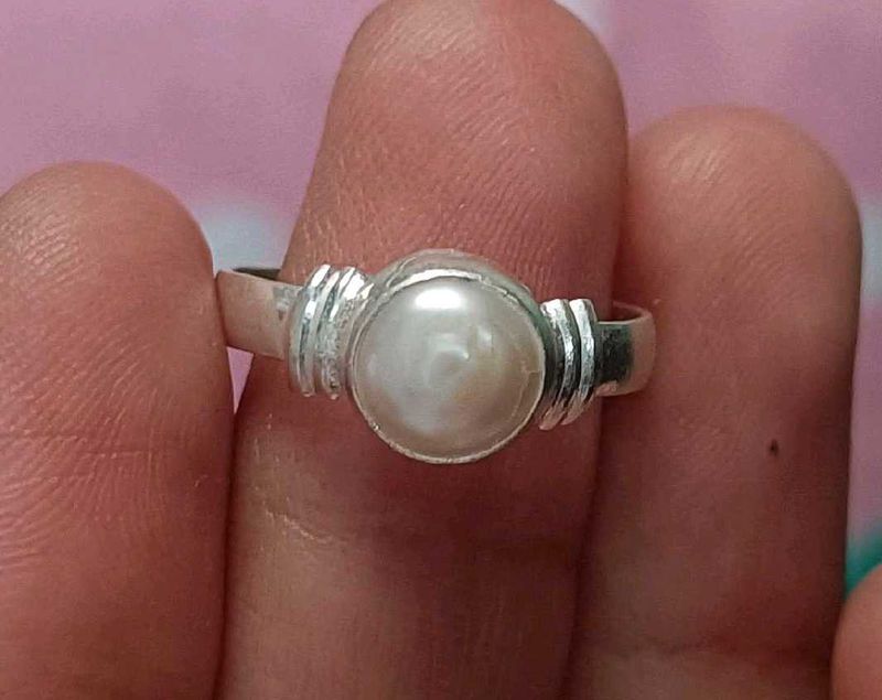 pure silver pearl ring
