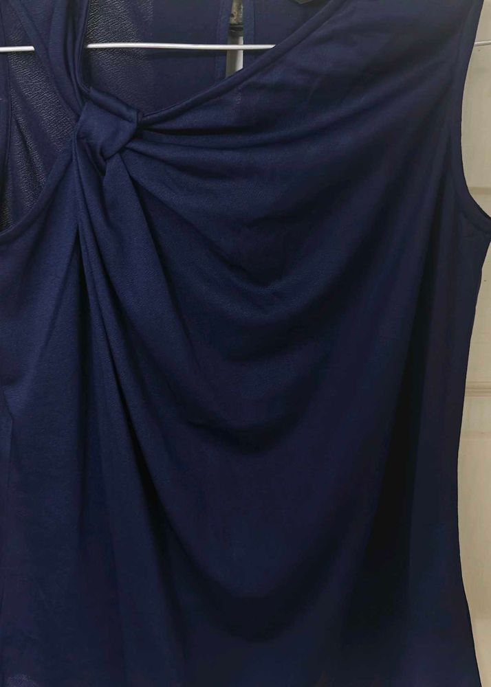 Navy Blue Knotted Sleeveless Top