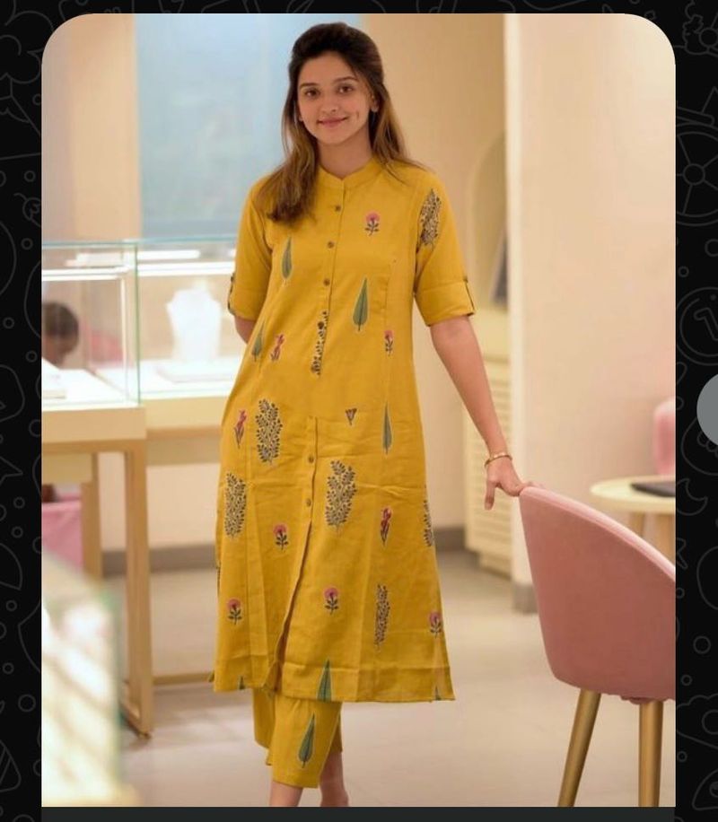 Yellow Printed Kurta Set