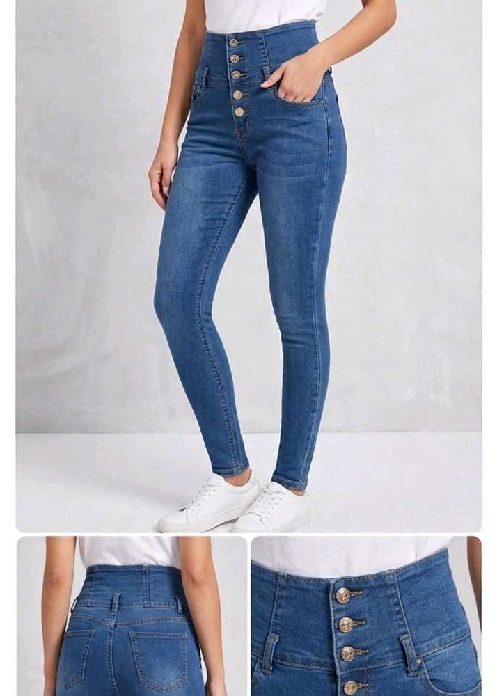 High Waisted Blue Denim Jeans