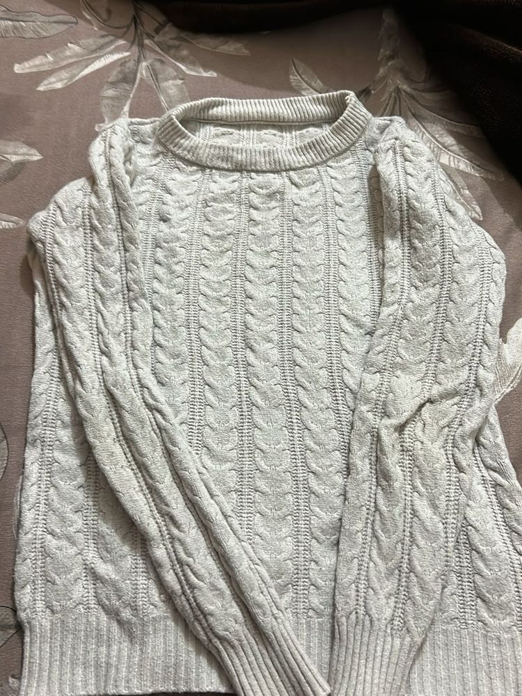 white Cable Knit Sweater