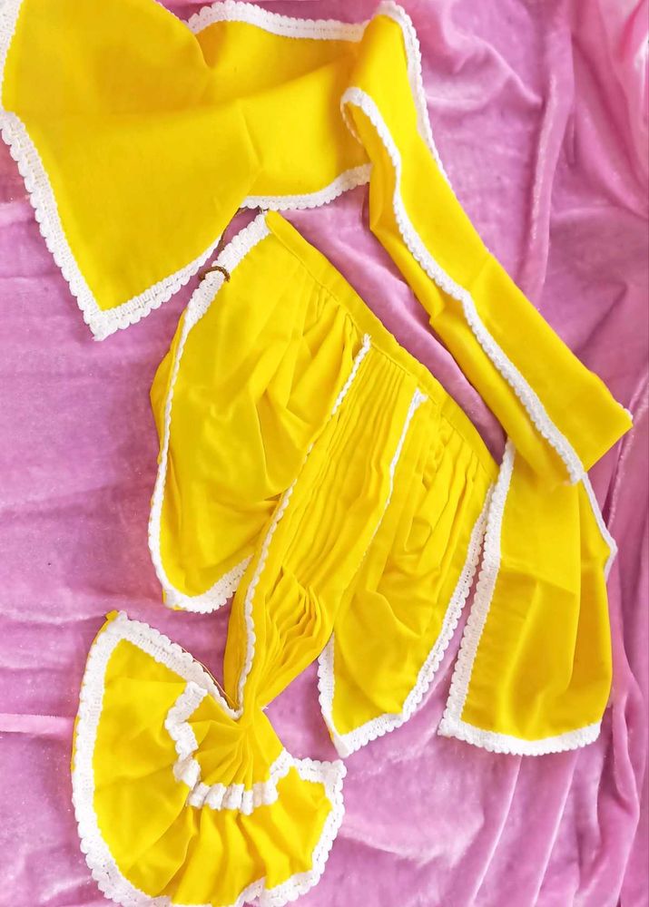 Bright Yellow dhoti uttorio set(11inch)