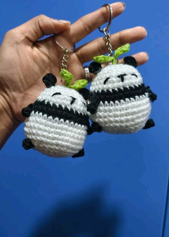 0ne Cute Crochet Panda Keychain