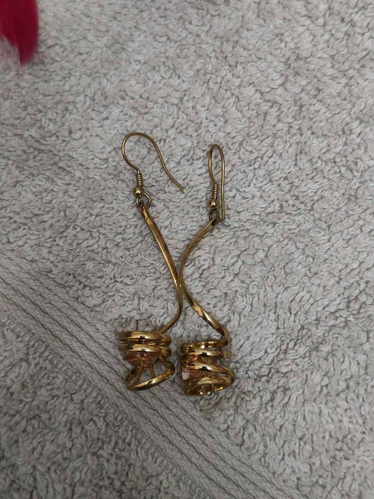 Unique Gold Spiral Dangle Earrings