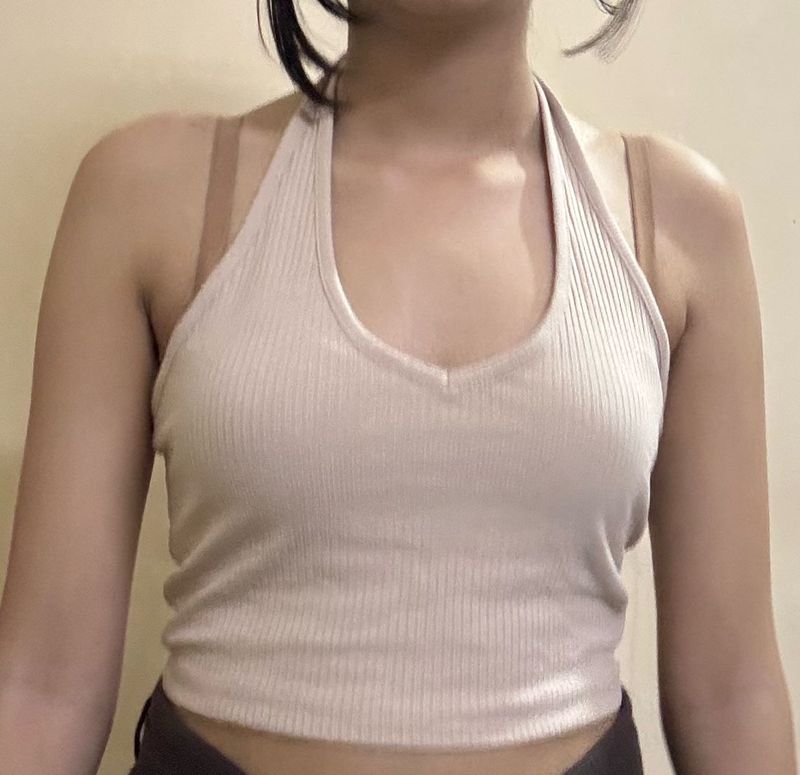 Ribbed Halter Neck Crop Top
