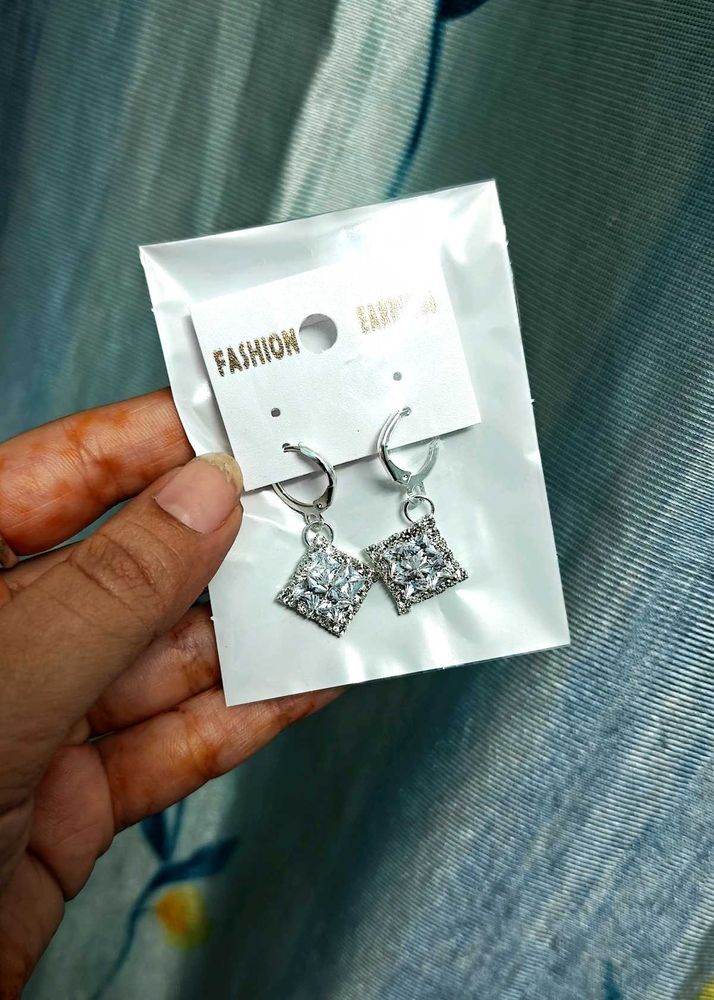 Sparkling Square Drop Earrings