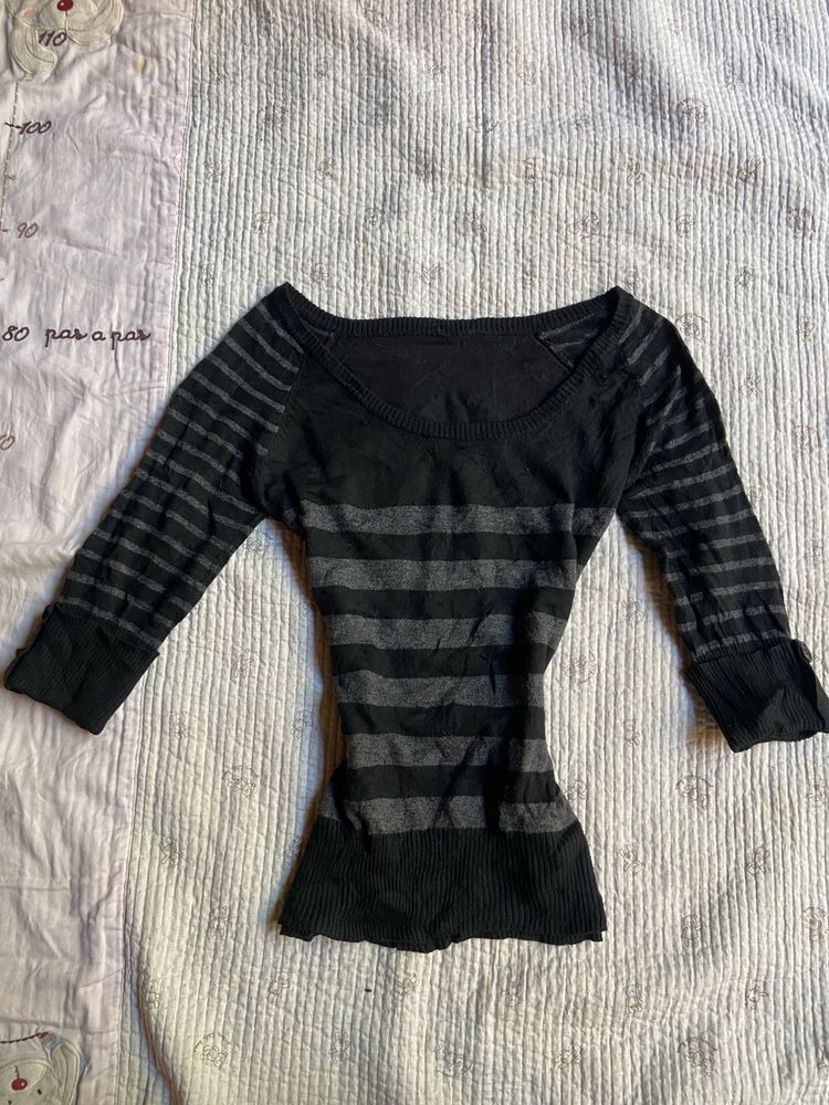 vintage striped y2k fitted top