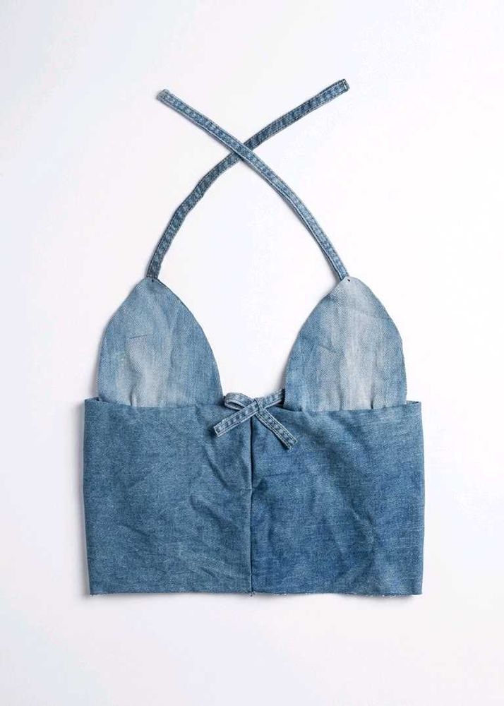 y2k Denim Halter Neck Crop Top