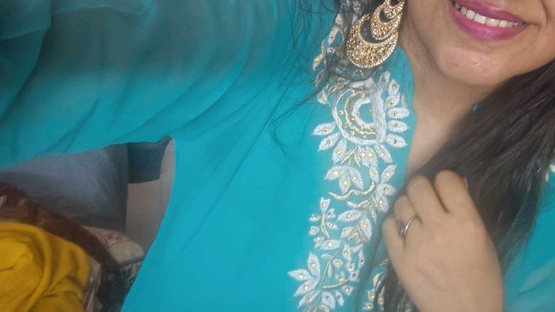 Stunning Teal Embrodered kurti