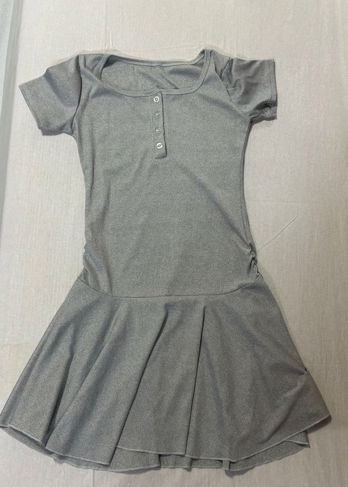 Grey Henley Flare Dress