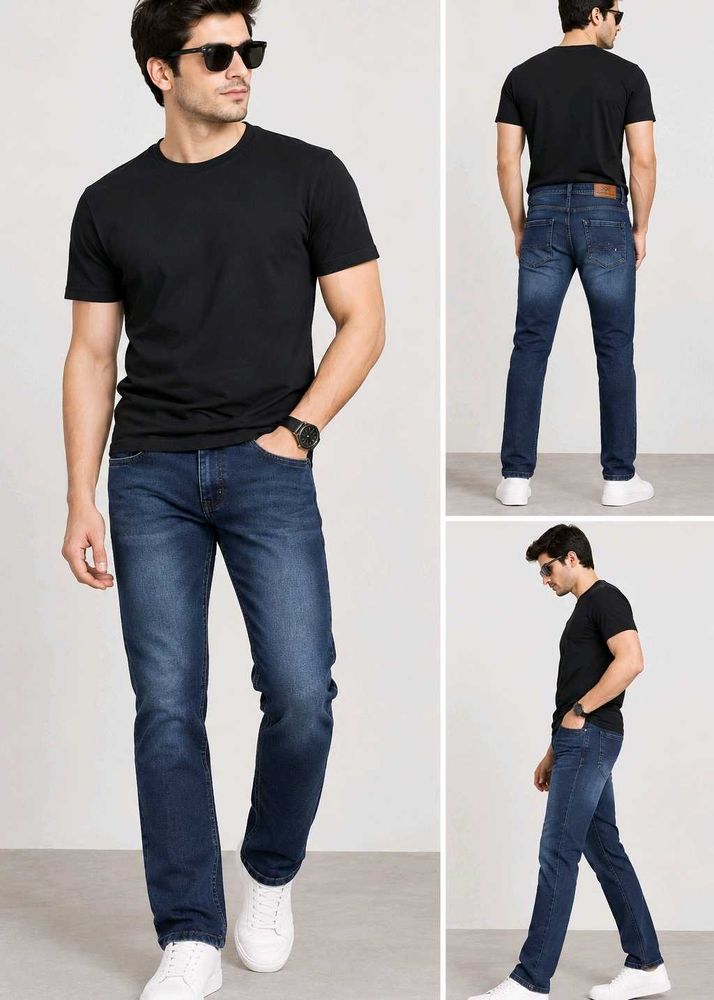 Classic Men's Blue Wash Denim Jeans