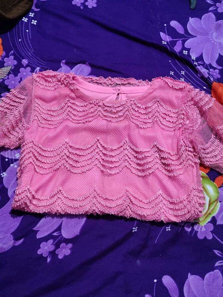 Elegant Pink Lace Blouse