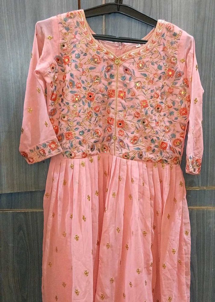 Elegant Pink Embroidered Kurta garara
