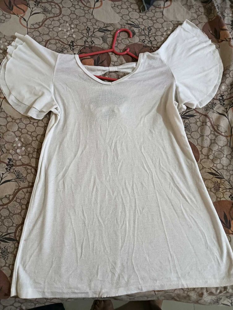 White Flutter Sleeve Top