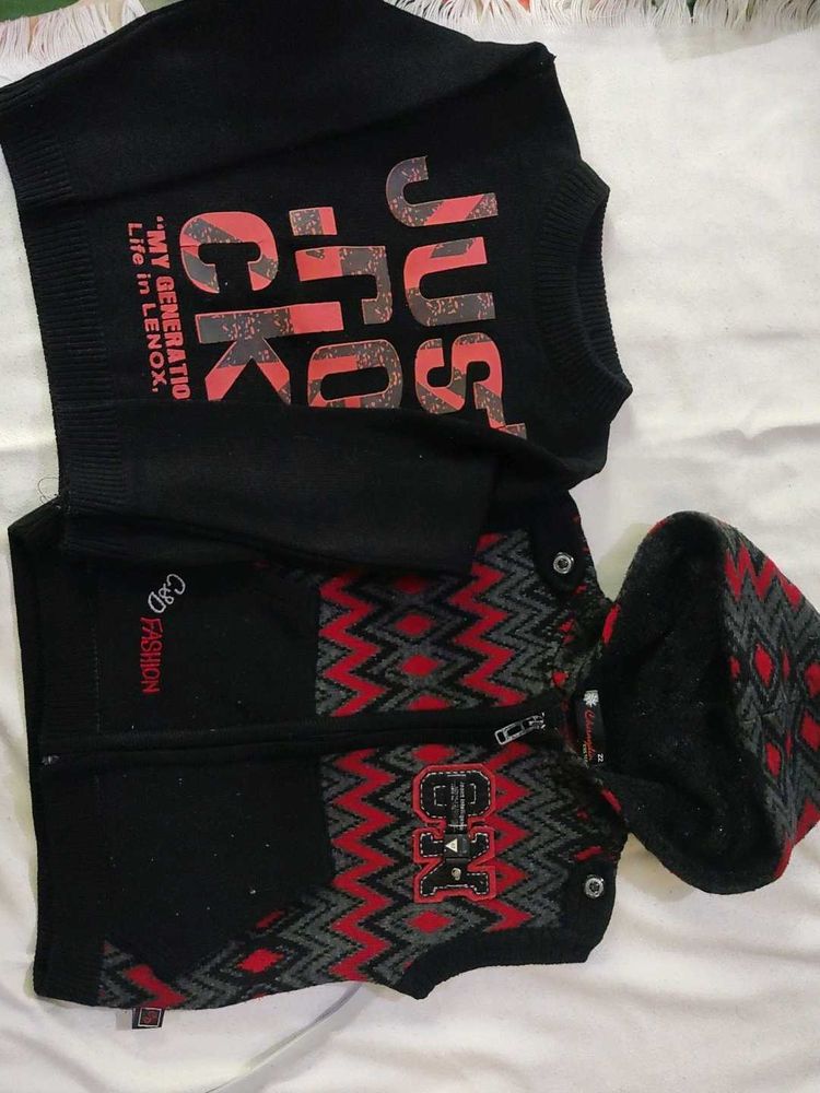 Stylish Black Sweater &amp; Hoodie Set for Boys