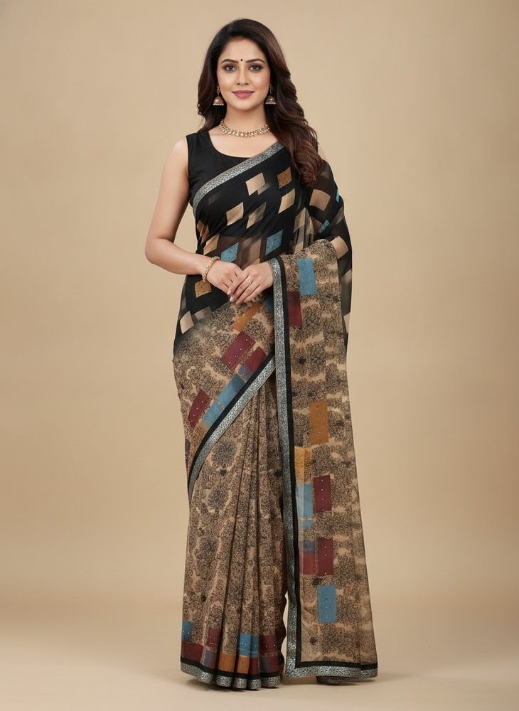 Chiffon Saree With Stone Work