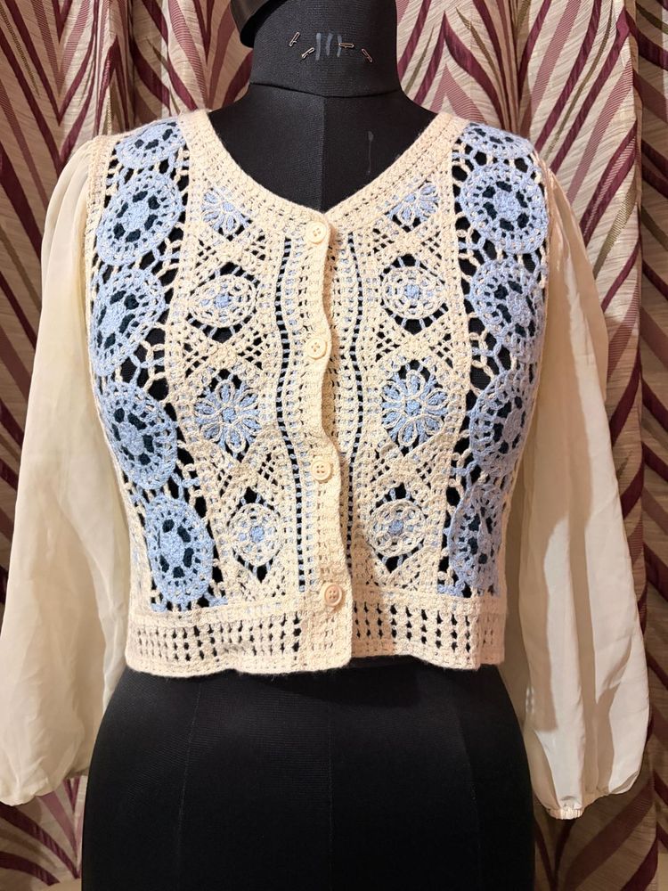 Crochet Button-Up Cardigan