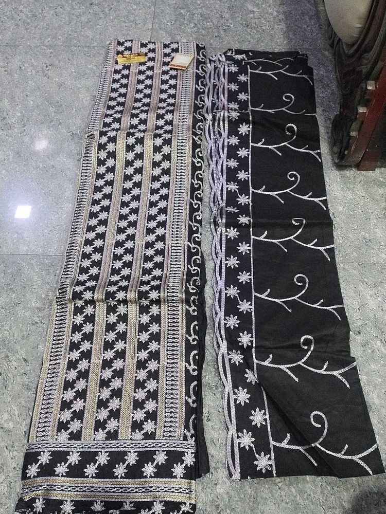 Elegant Black Embroidered Kurta Fabric Set pent du