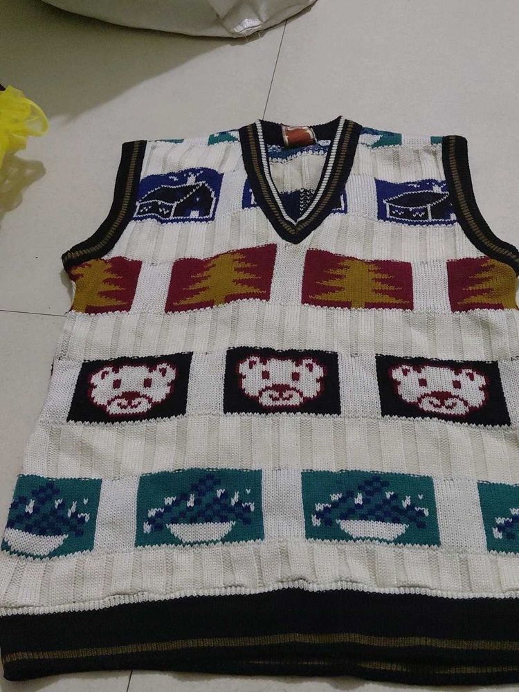 Vintage Sweater Vest with Cute Graphics