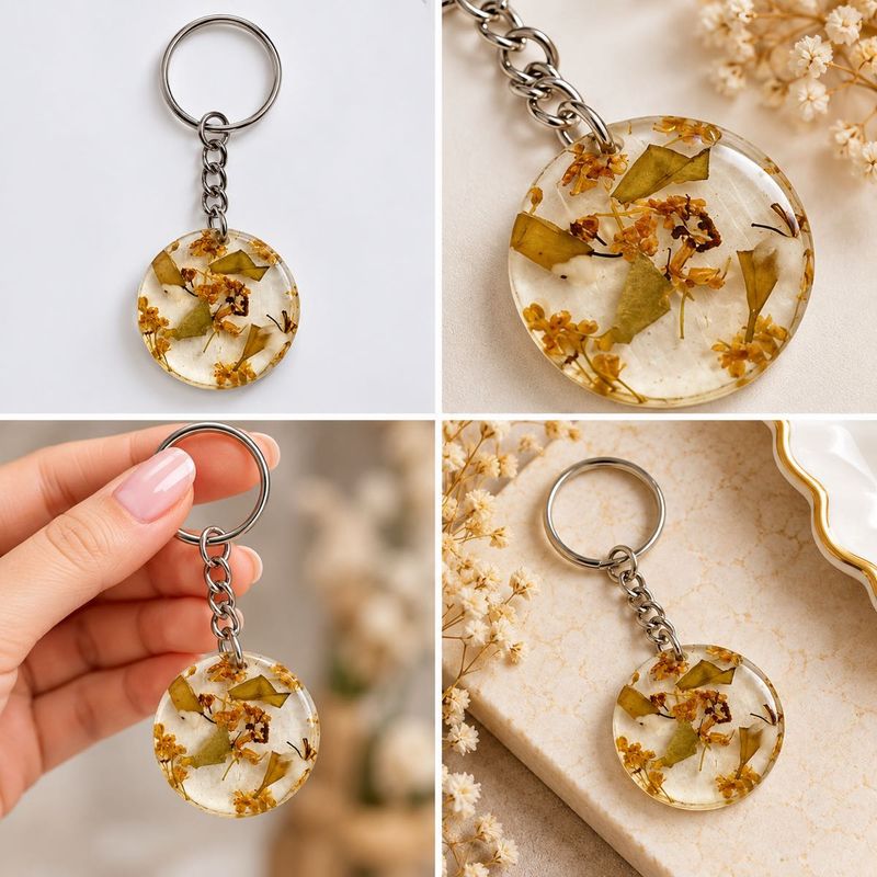 Dried Flower Resin Keychain