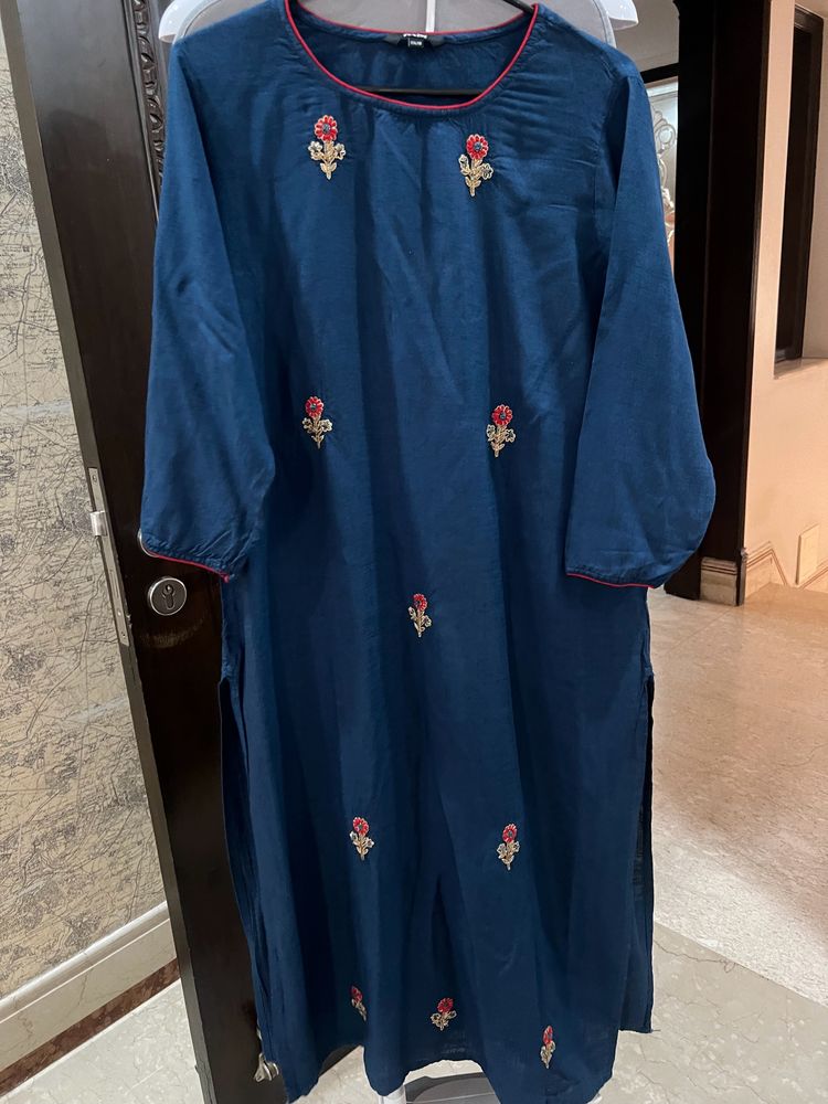 Be Indi Navy Embroidered Plazzo Set