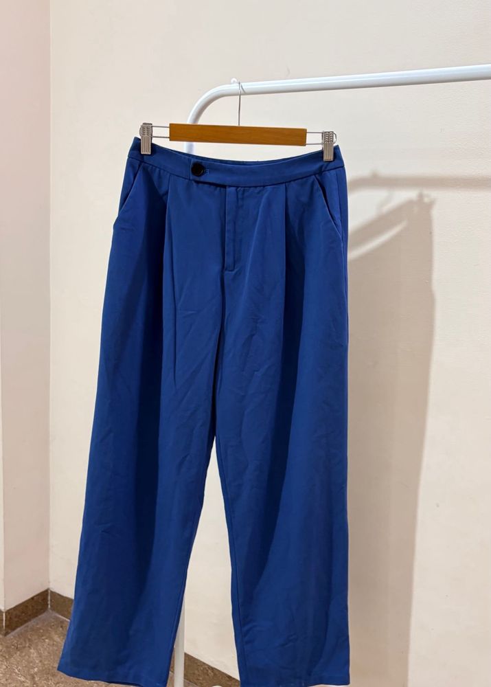 Elegant Blue Wide-Leg Trousers