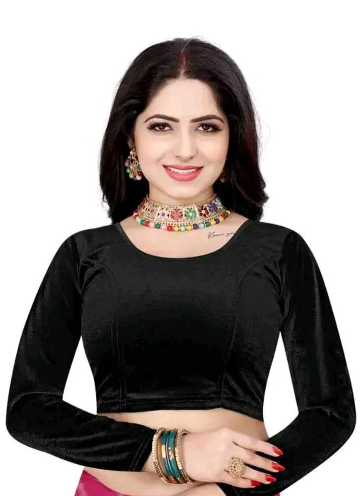 Black Velvet Full Sleeve Stretchable Blouse 💫