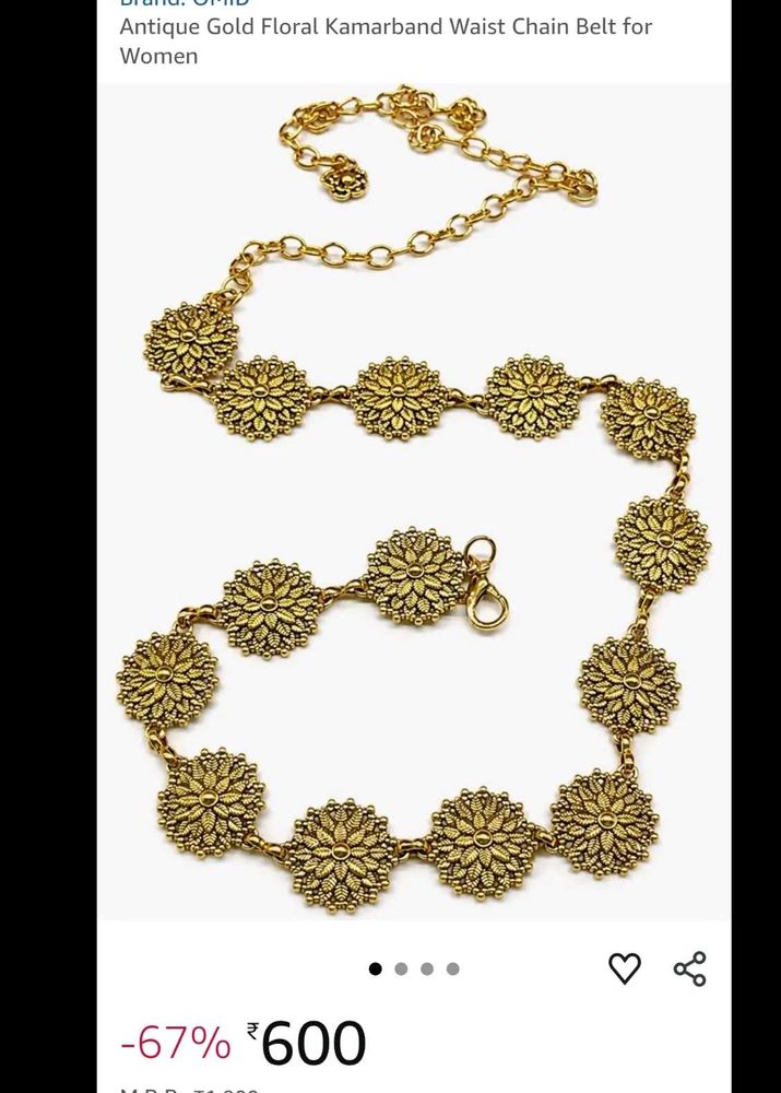 Ornate Golden Ethnic Waist Chain