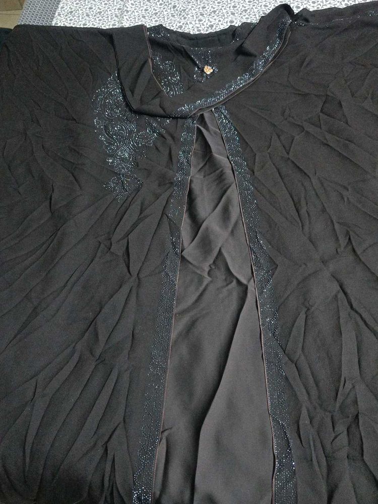 Elegant Black Embroidered Georgette burkha