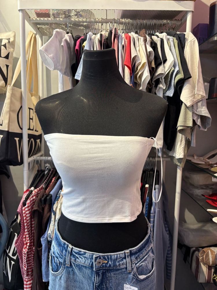 White Strapless Tube Top