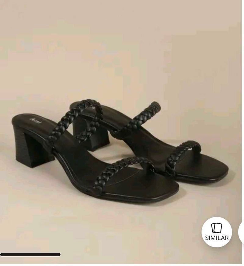 Chic Black Braided Heels