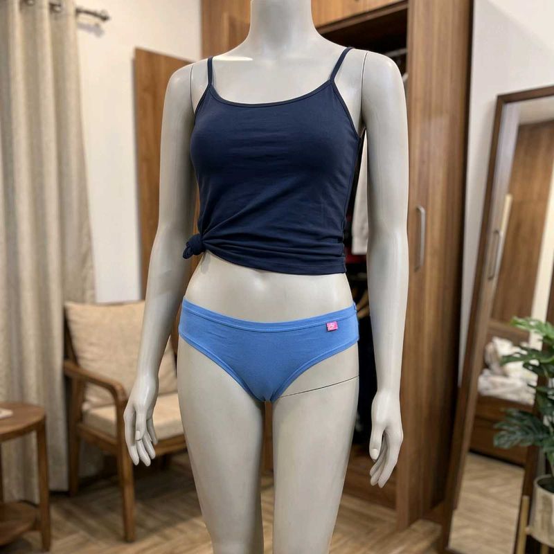 Blue Cotton Bikini Briefs