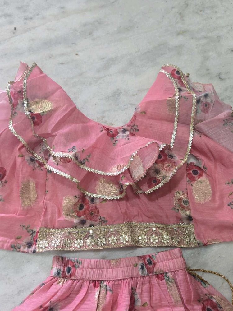 Pink Floral Lehenga Choli Set