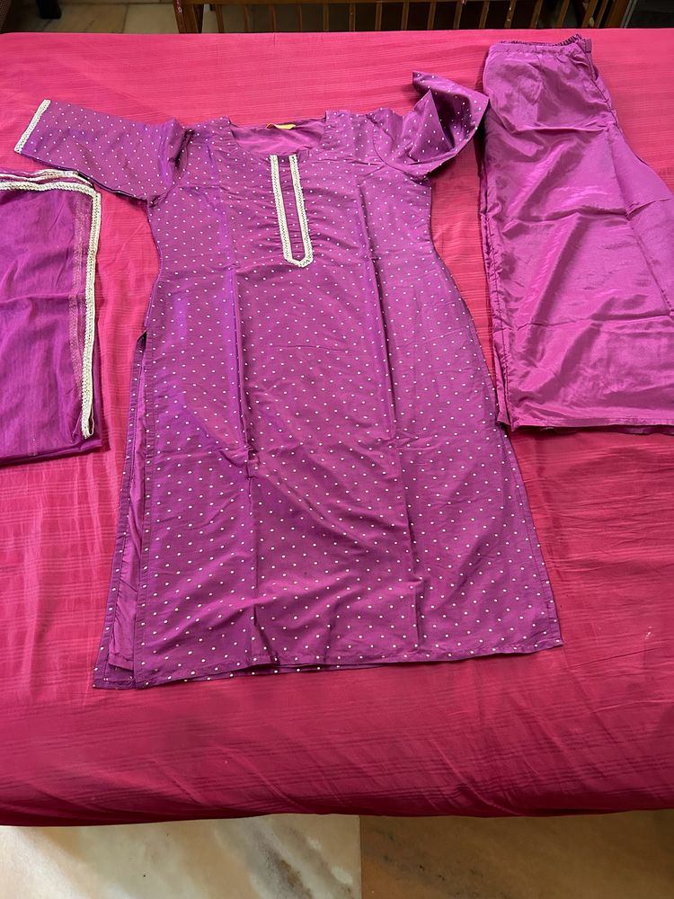 Partywear 3 Piece Kurti Palazzo Dupatta Set