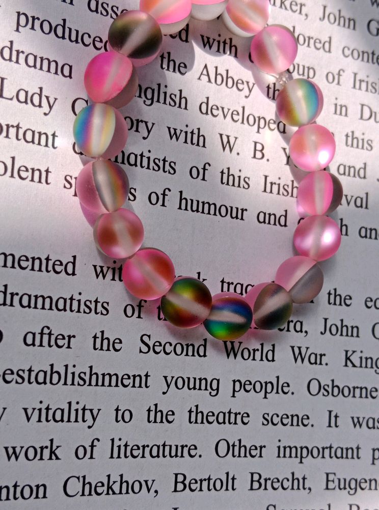 Pink Iridescent Beaded Bracelet