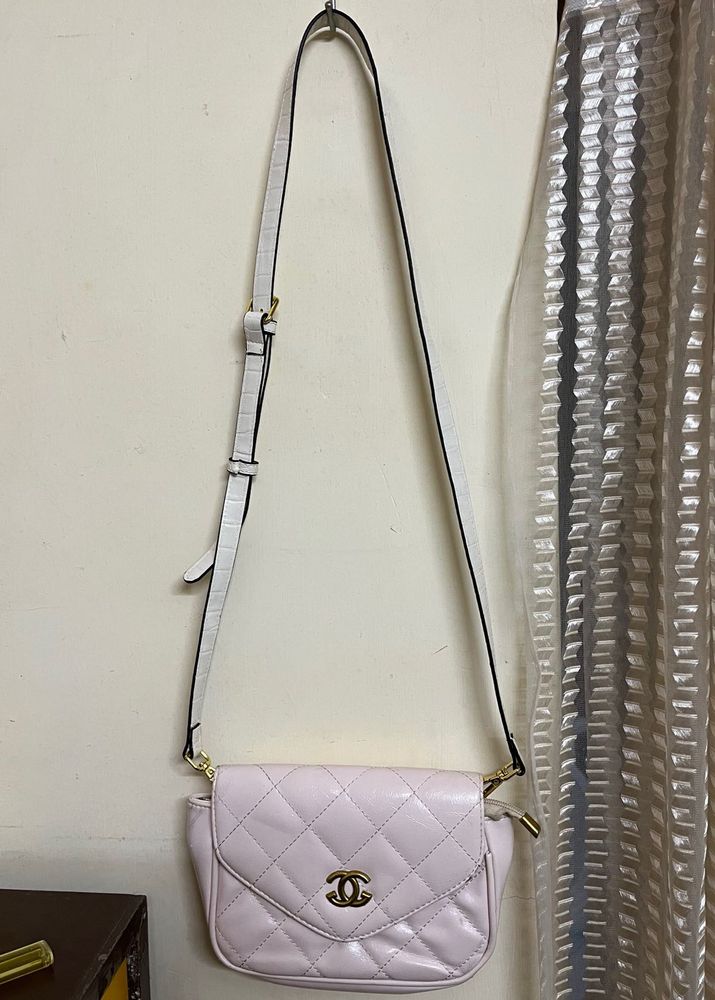 Chic Quilted Crossbody Bag - Pink