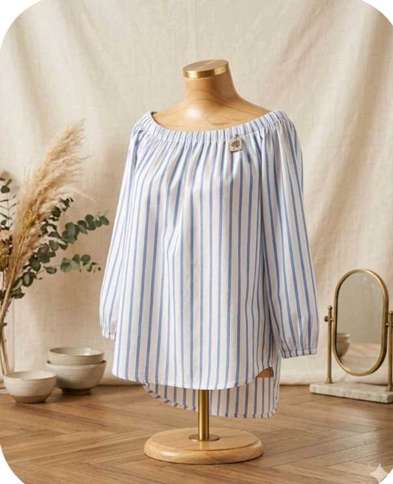 Chic Off-the-Shoulder Striped Blouse