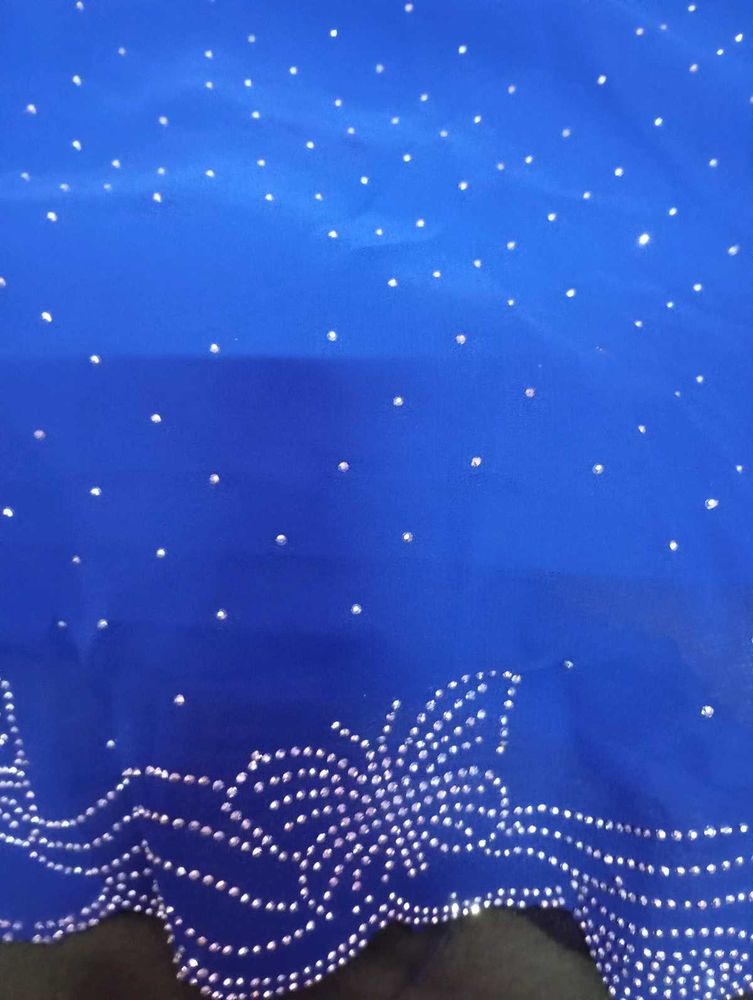 Sparkling Blue saree with Rhinestones