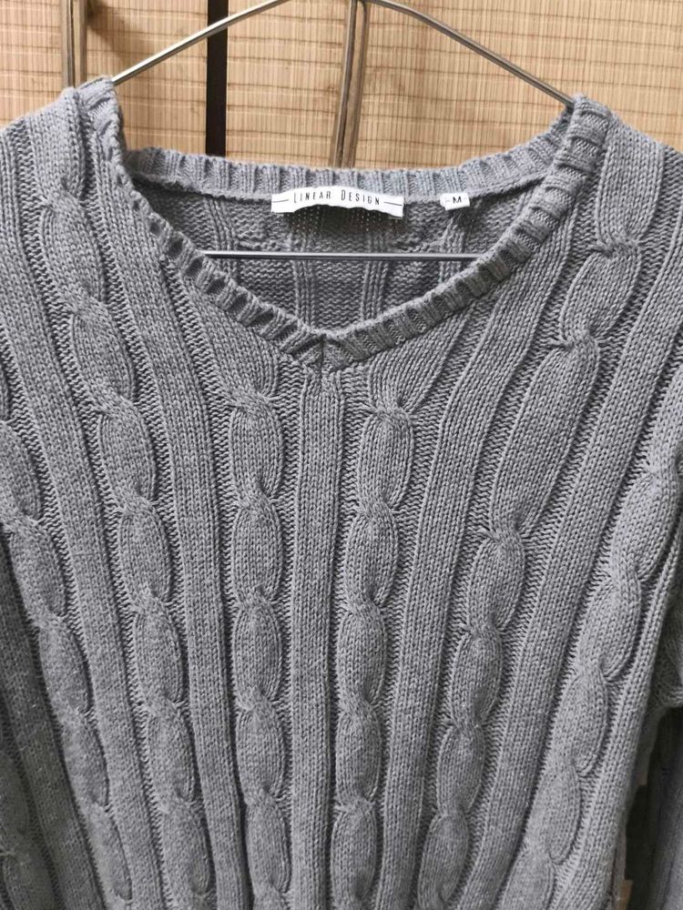 Grey Cable Knitted Top