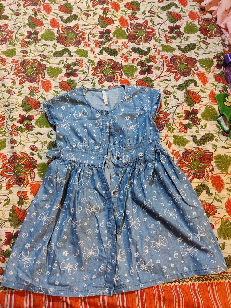 Cute Denim-Look Girls' Dress