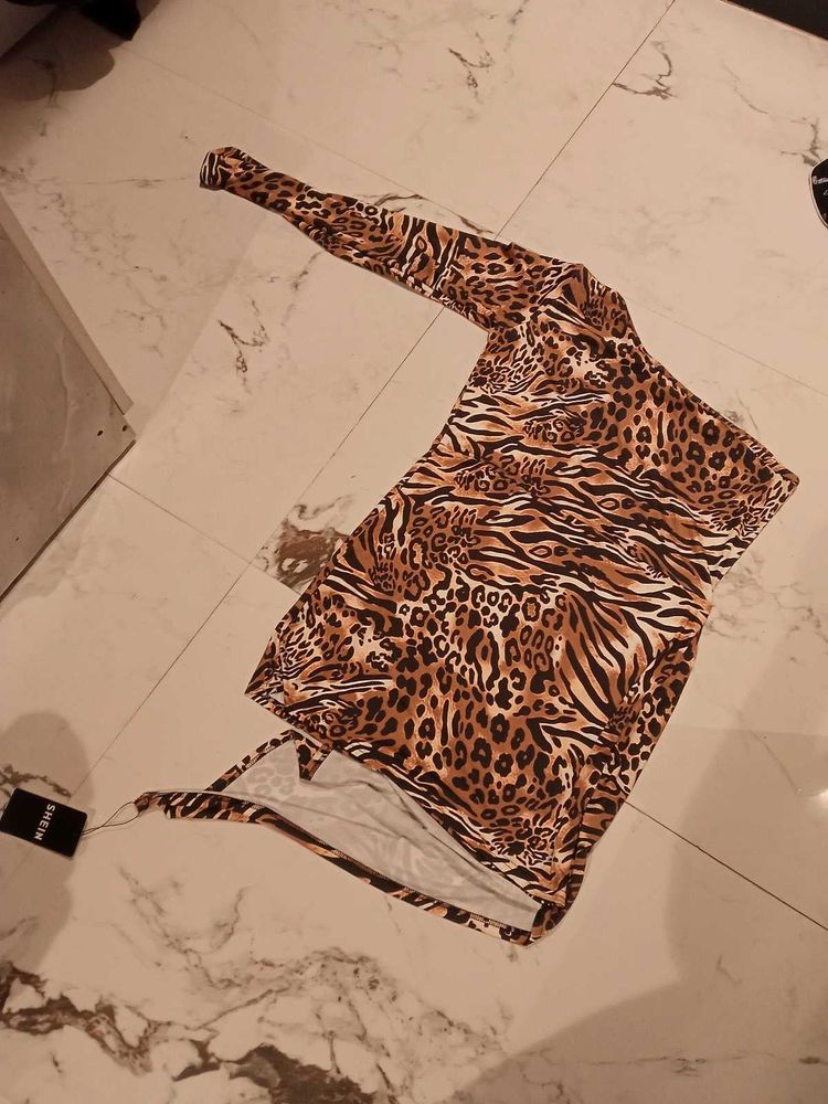 xxl Leopard Print One Shoulder Dress