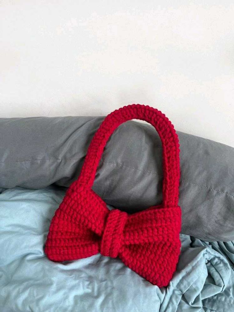 Red Bow Crochet Handbag