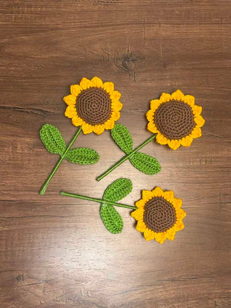 Crocheted Sunflower Appliques (Set of 3)