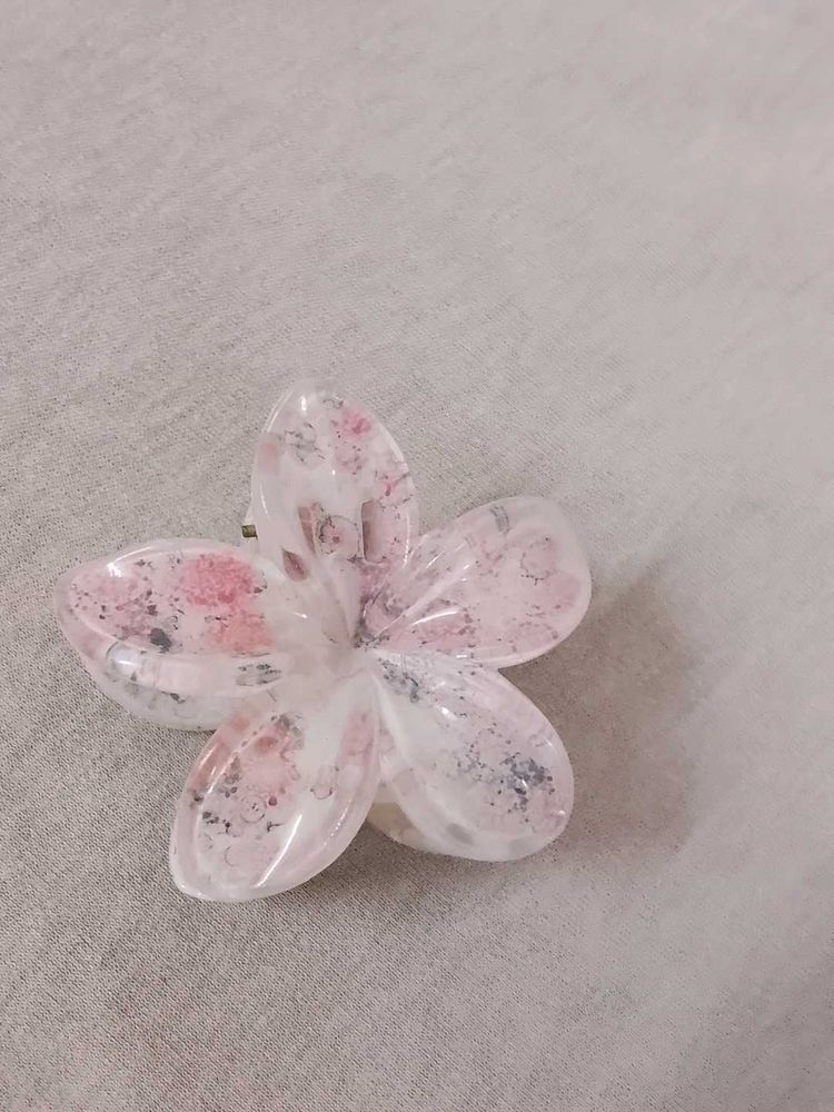 Pink Floral Hair Claw Clip