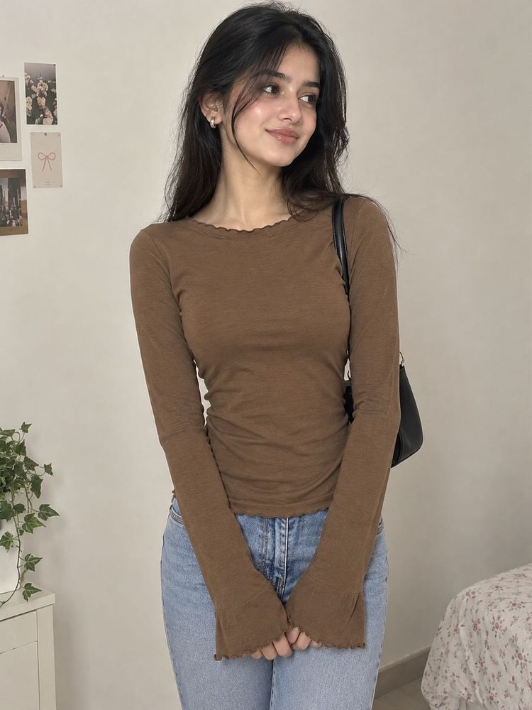 sheer Beige Long Sleeve Bell