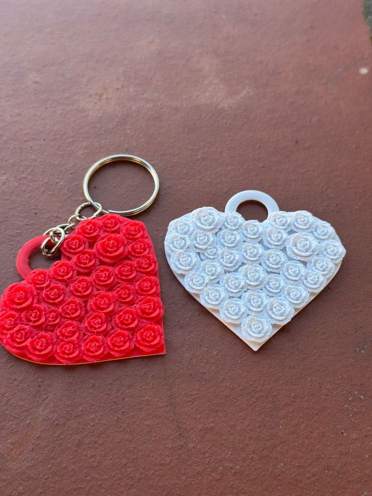 Heart Shaped Rose Keychain