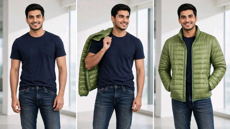 UCB Lightweight Puffer Jacket + Levi's Jeans Combo