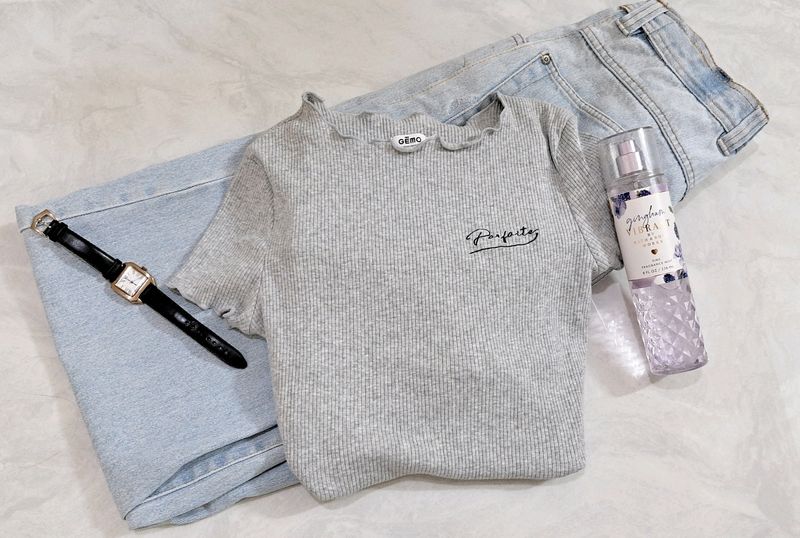 Grey Ribbed Top