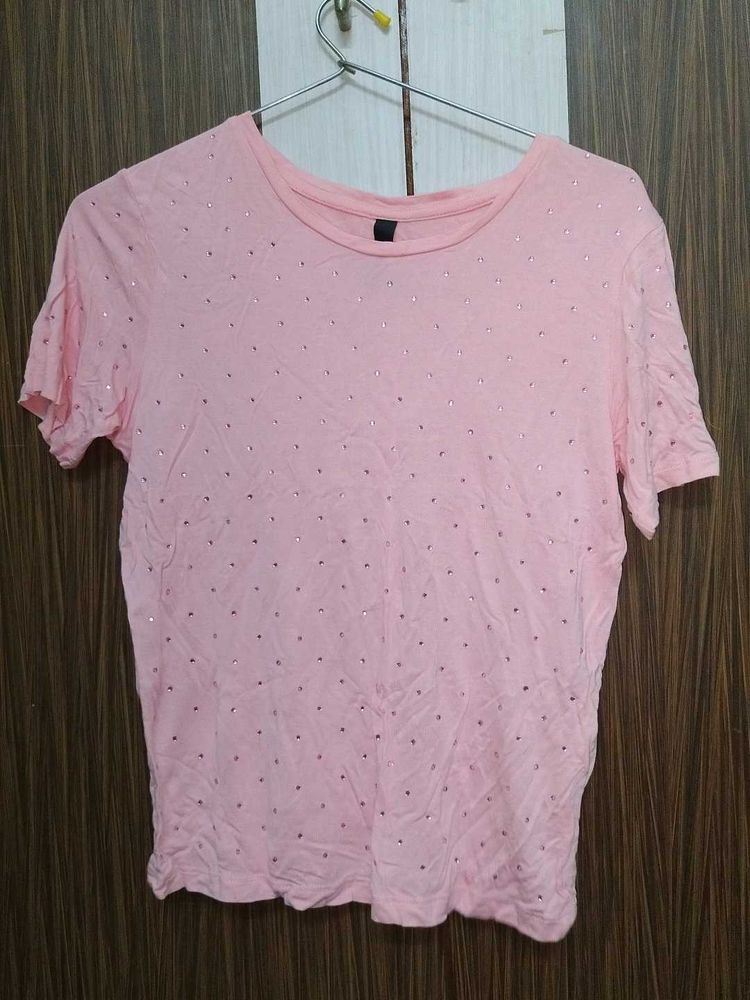 Sparkly Dusty Pink Casual T-Shirt